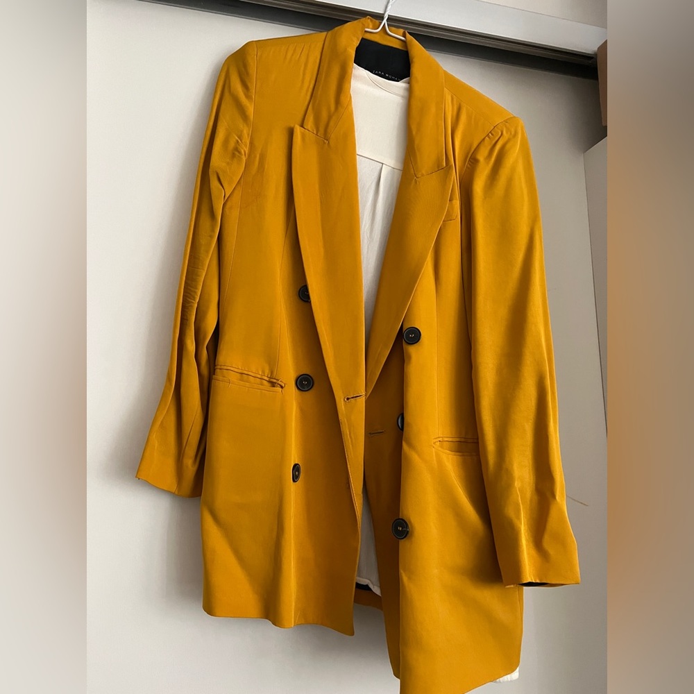 Zara Mustard Double-breasted Blazer